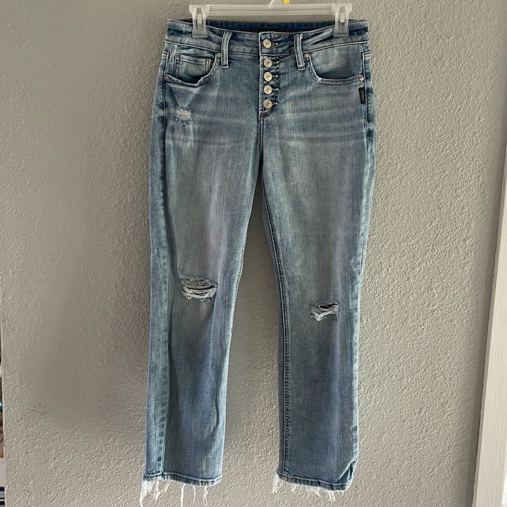 Silver Suki straight crop button fly jeans size 28